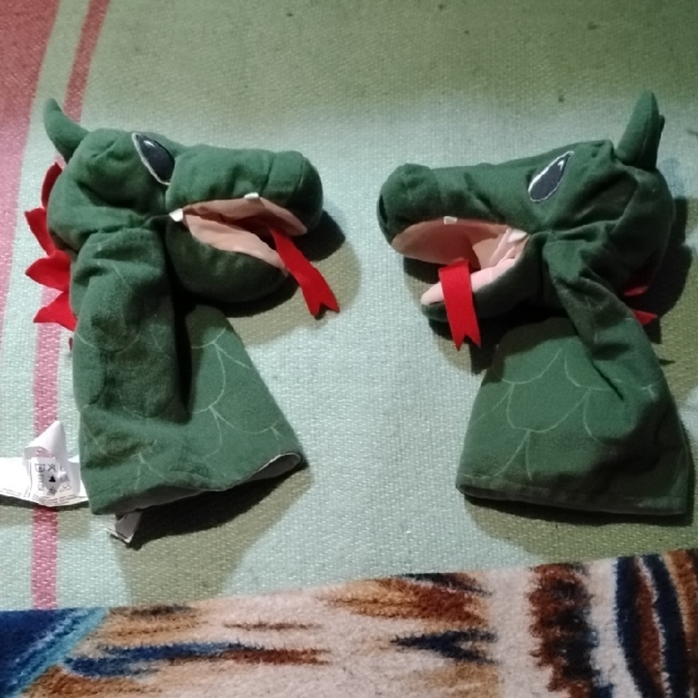 IKEA Green Dragon Hand Puppets